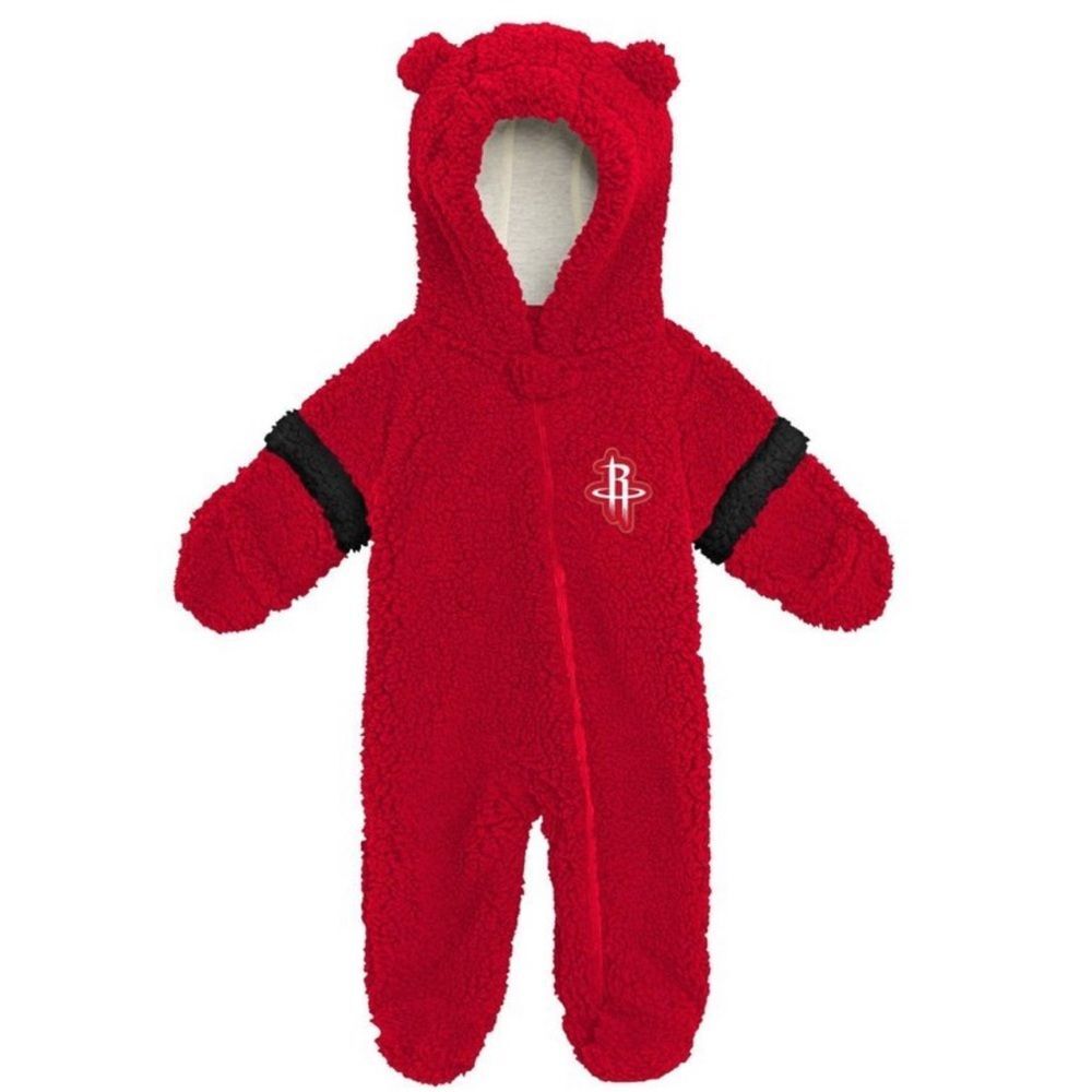 NBA rockets basketball Red Black furry hoodie bodysuit size 18 months NEW